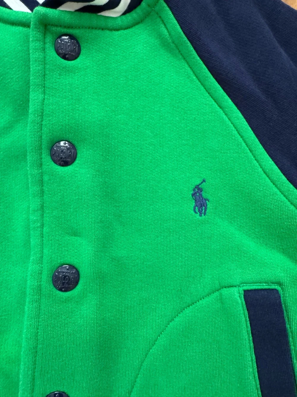 Polo Ralph Lauren Boys Color Blocked Fleece Baseball Jacket Green / Navy 8